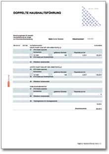 Rechentabelle: Werbungskosten doppelte Haushaltsführung Excel