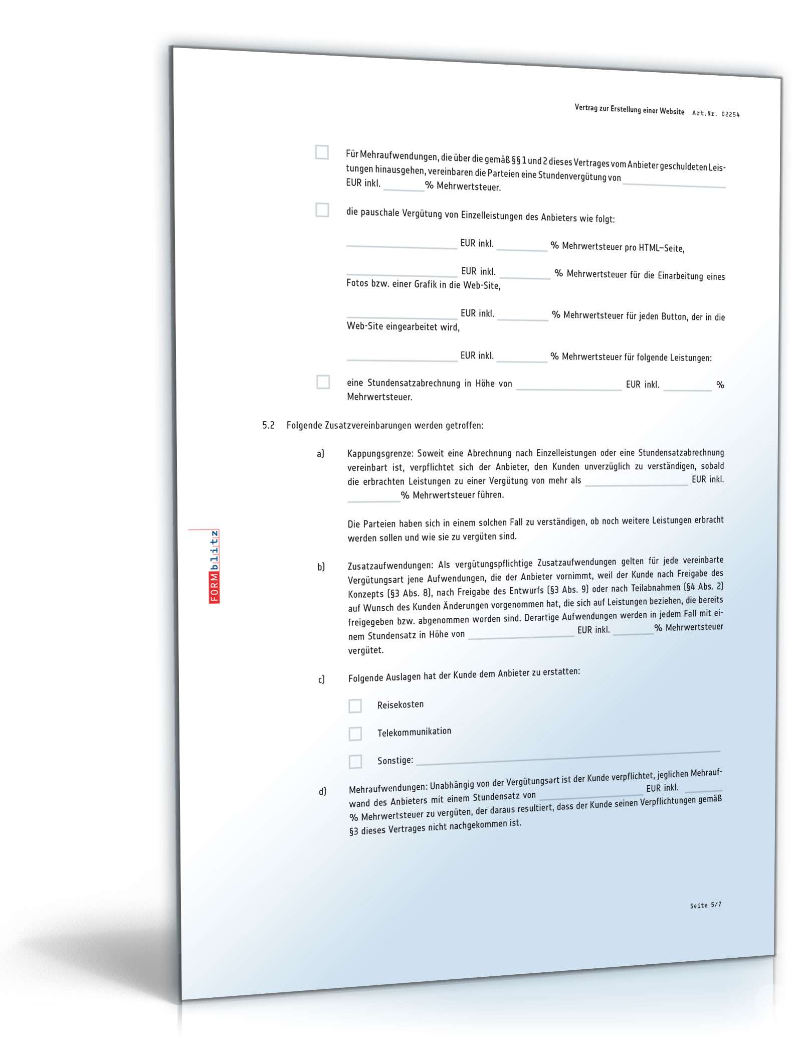 Website-Erstellungsvertrag PDF. Seite: 5