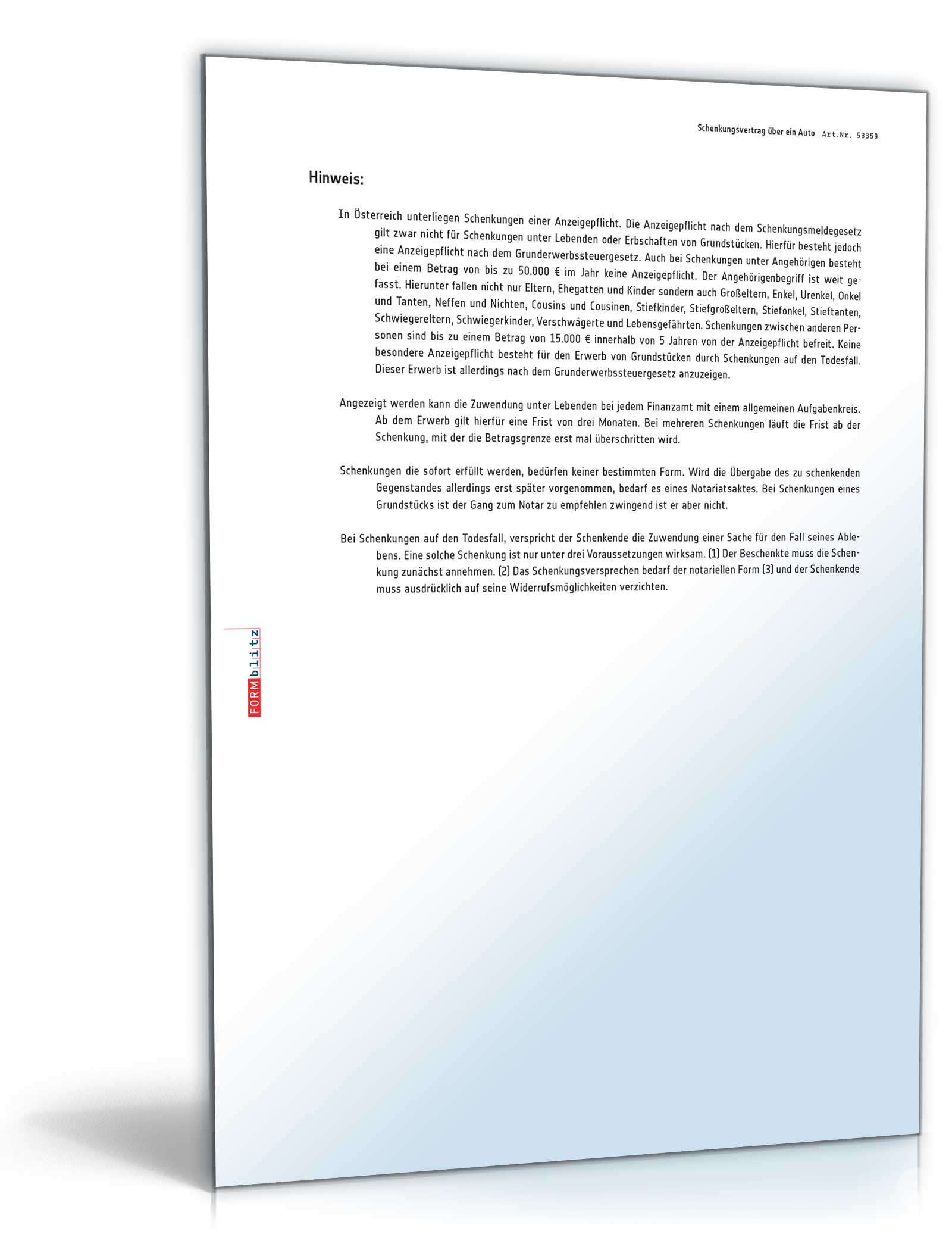 Schenkungsvertrag über ein Auto PDF. Seite: 3