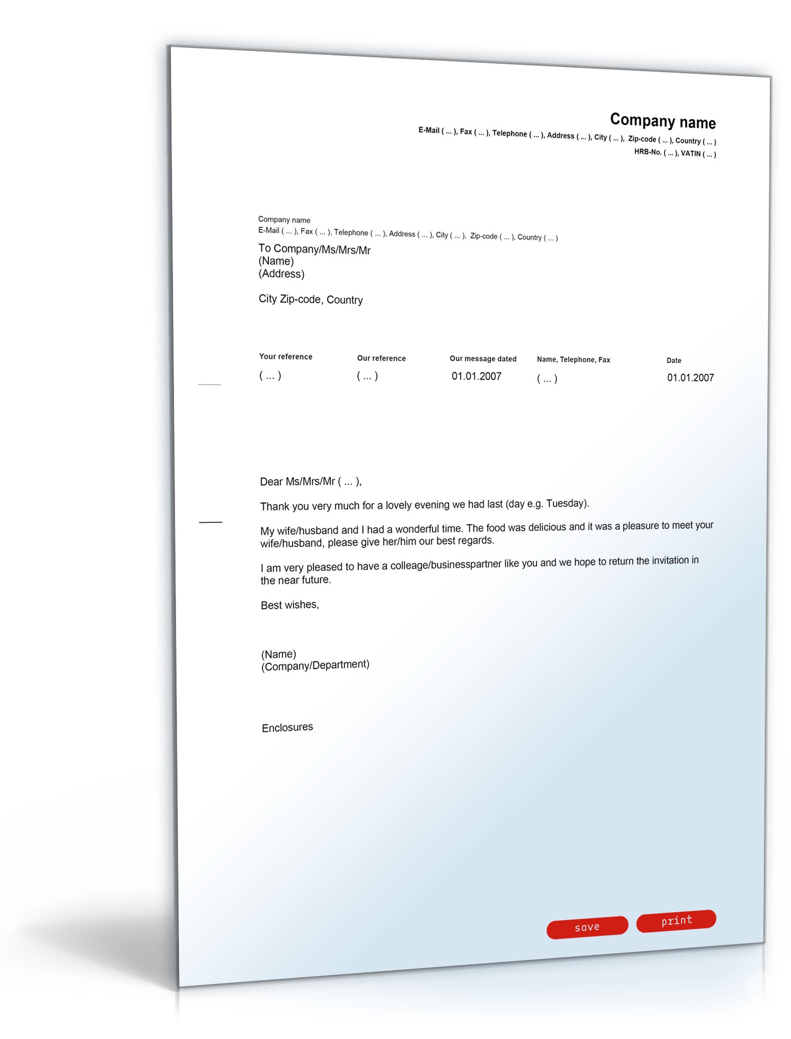 Danksagung nach Einladung (englisch/deutsch) PDF