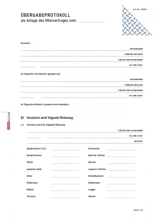 Übergabeprotokoll als Anlage zum Mietvertrag PDF. Seite: 2