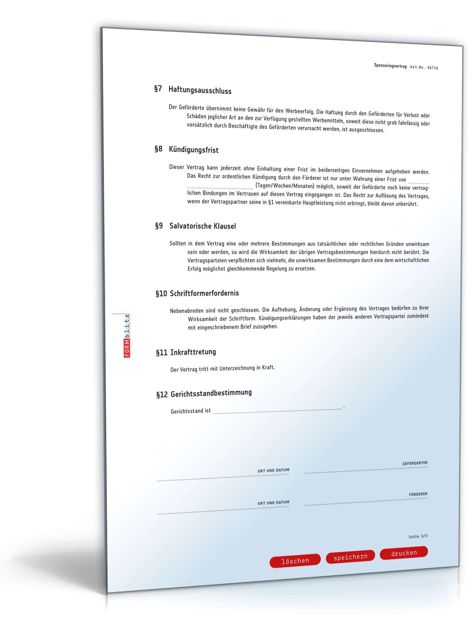 Sponsoringvertrag PDF. Seite: 3