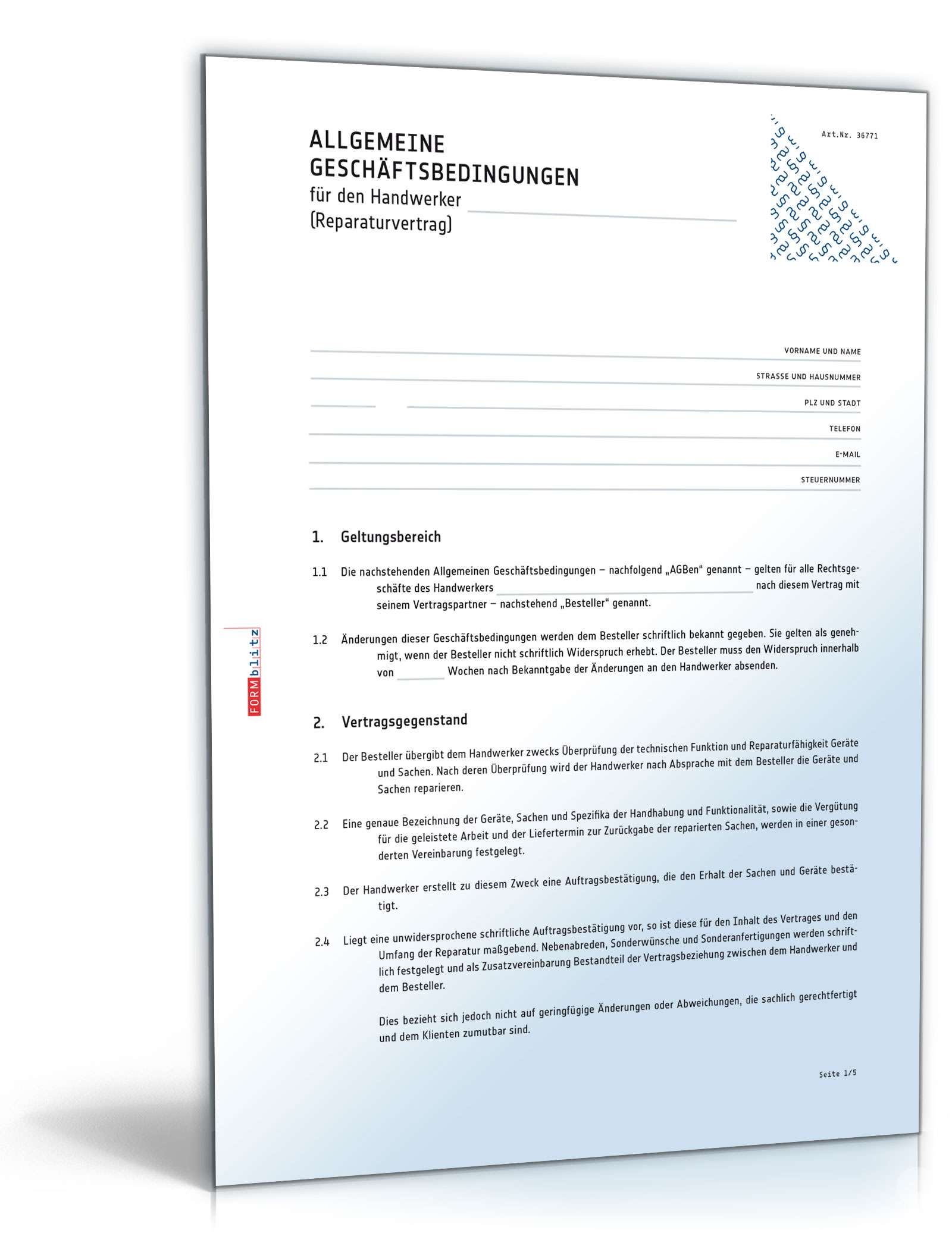 AGB für Handwerksbetriebe PDF