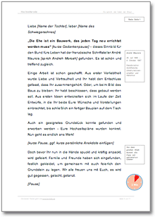 Hochzeitsrede (Eltern der Braut) Excel