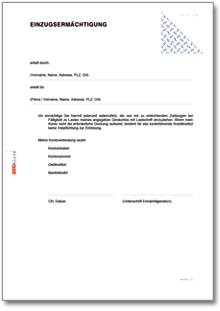 Einzugsermächtigung Word