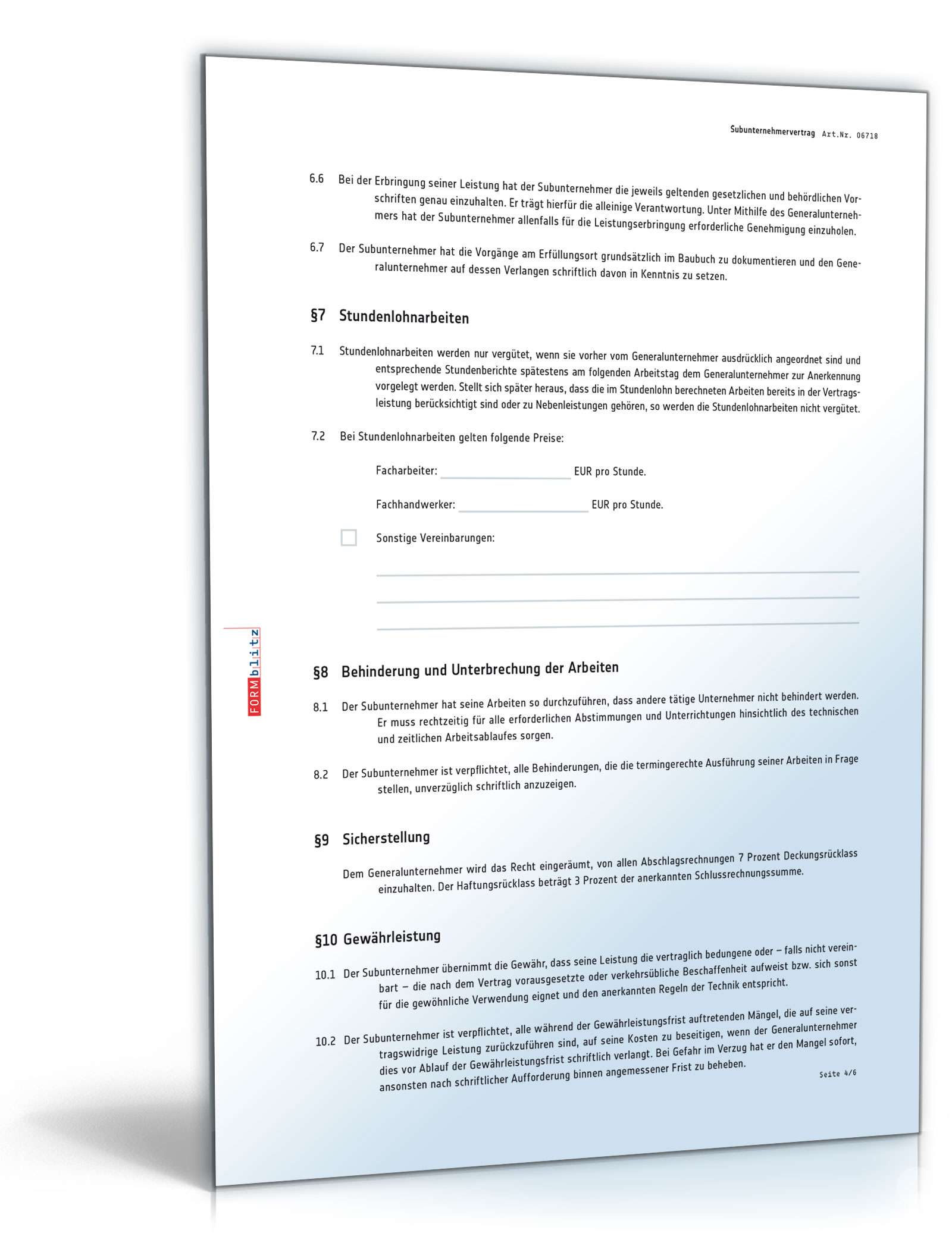 Subunternehmervertrag PDF. Seite: 4