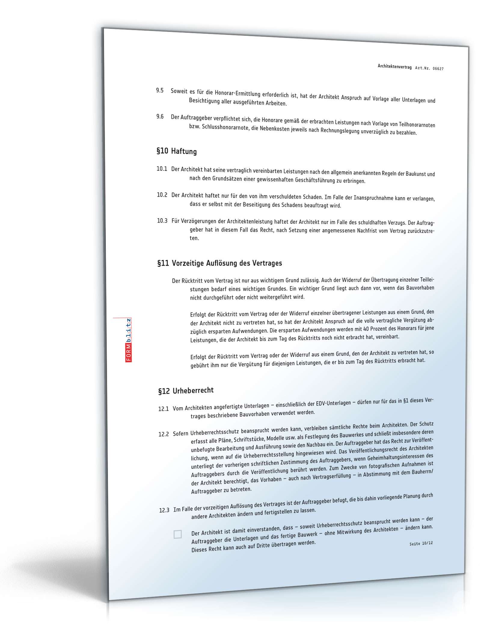 Architektenvertrag PDF. Seite: 10