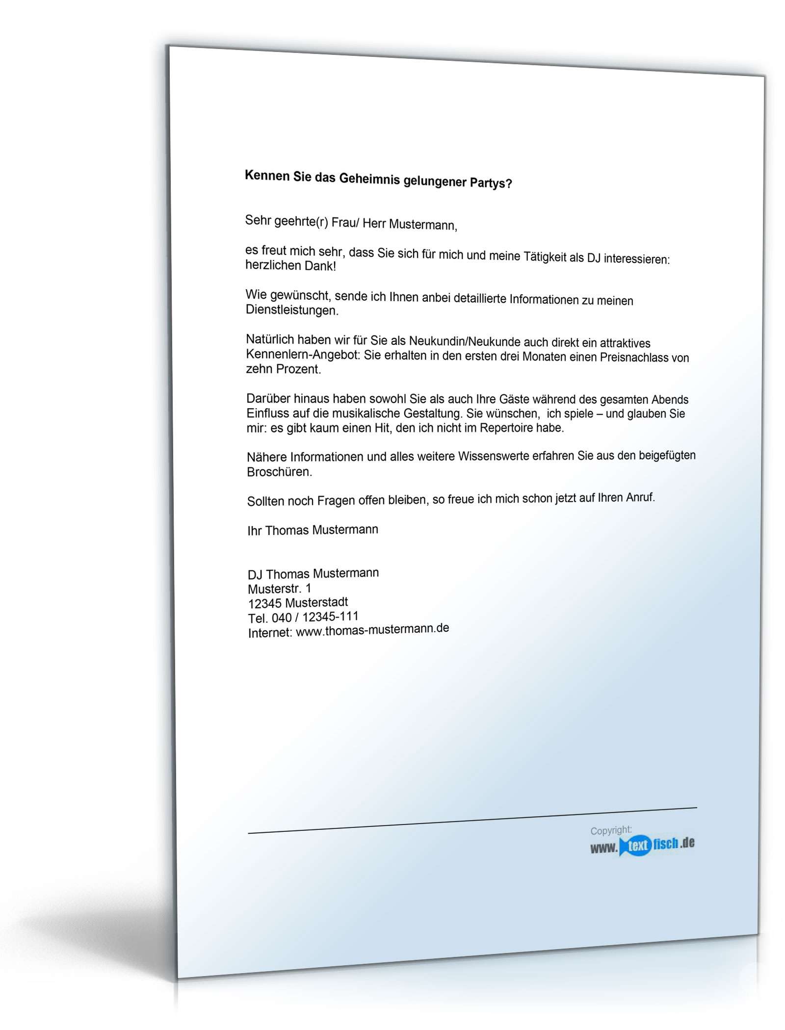 Werbebrief eines DJ's