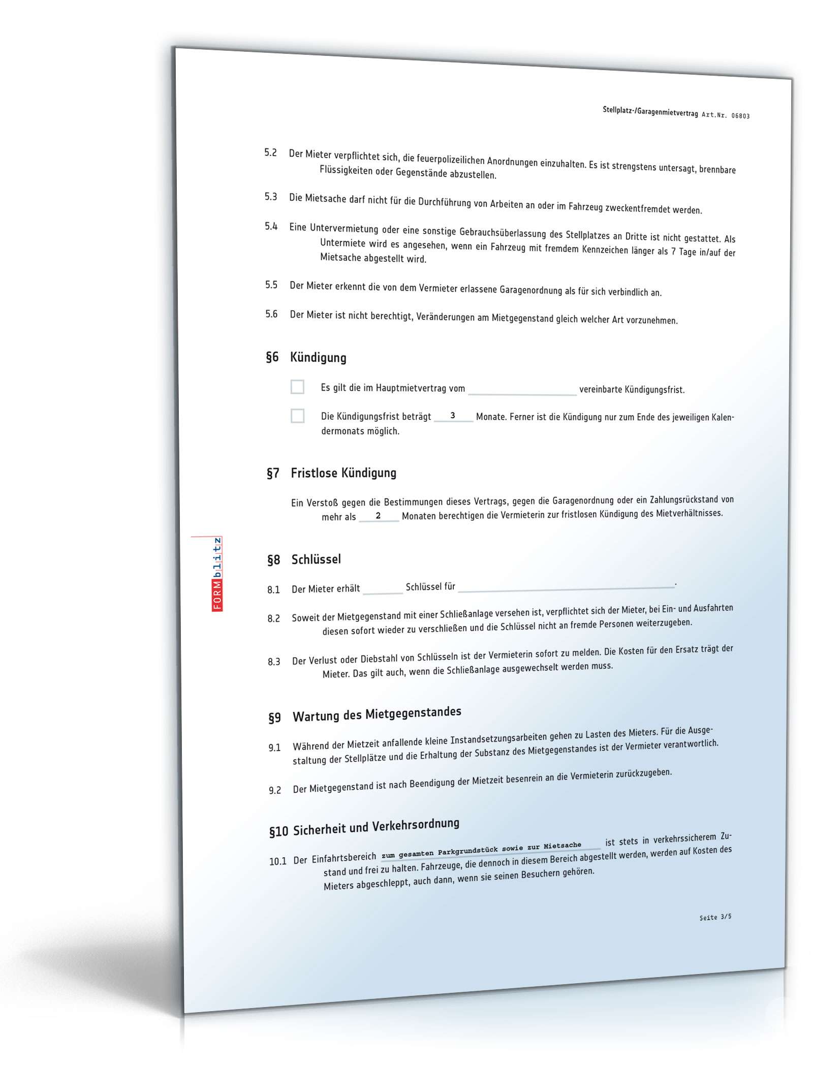 Garagenmietvertrag PDF. Seite: 3