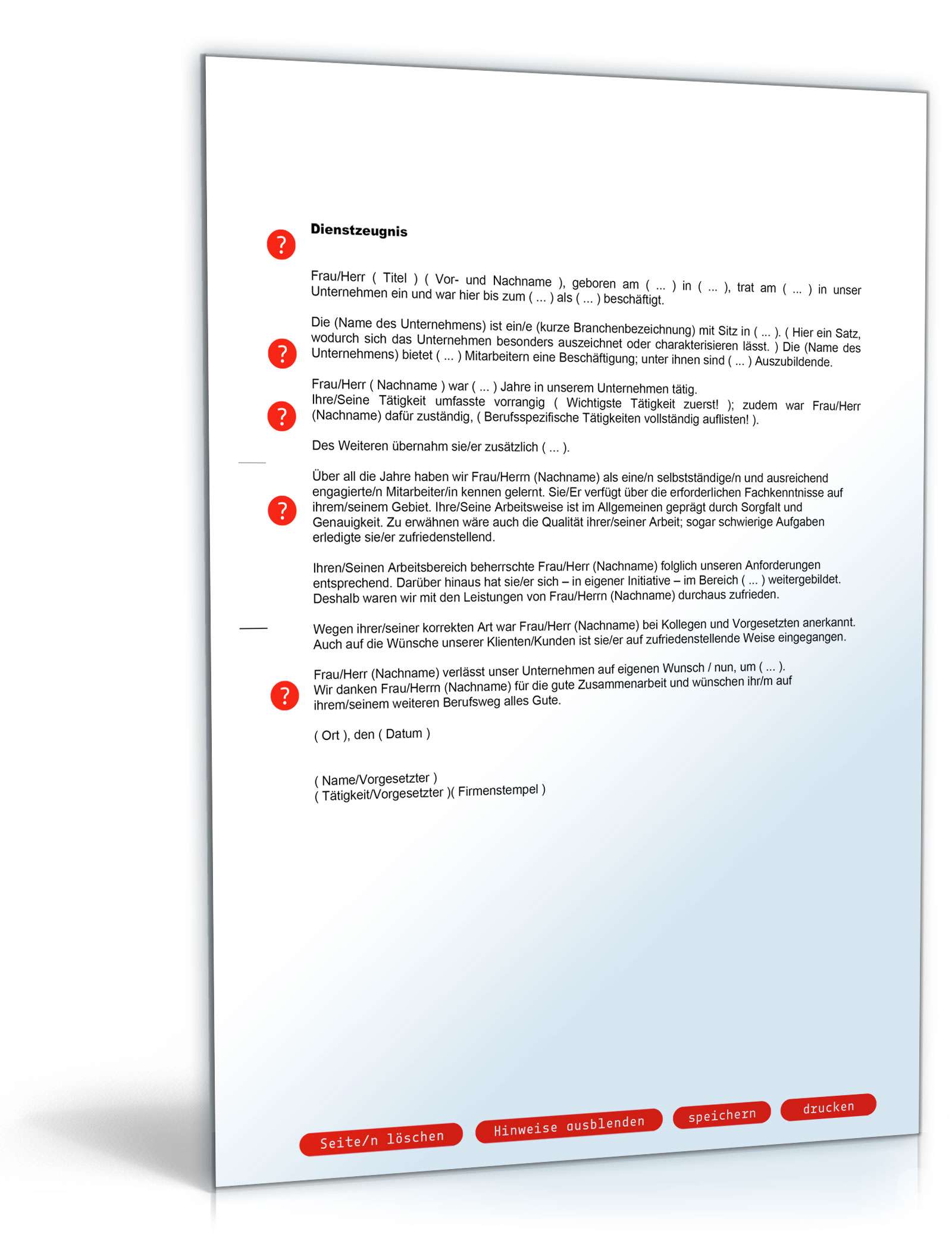 Dienstzeugnis Note Vier bzw. "Ausreichend" PDF. Seite: 2