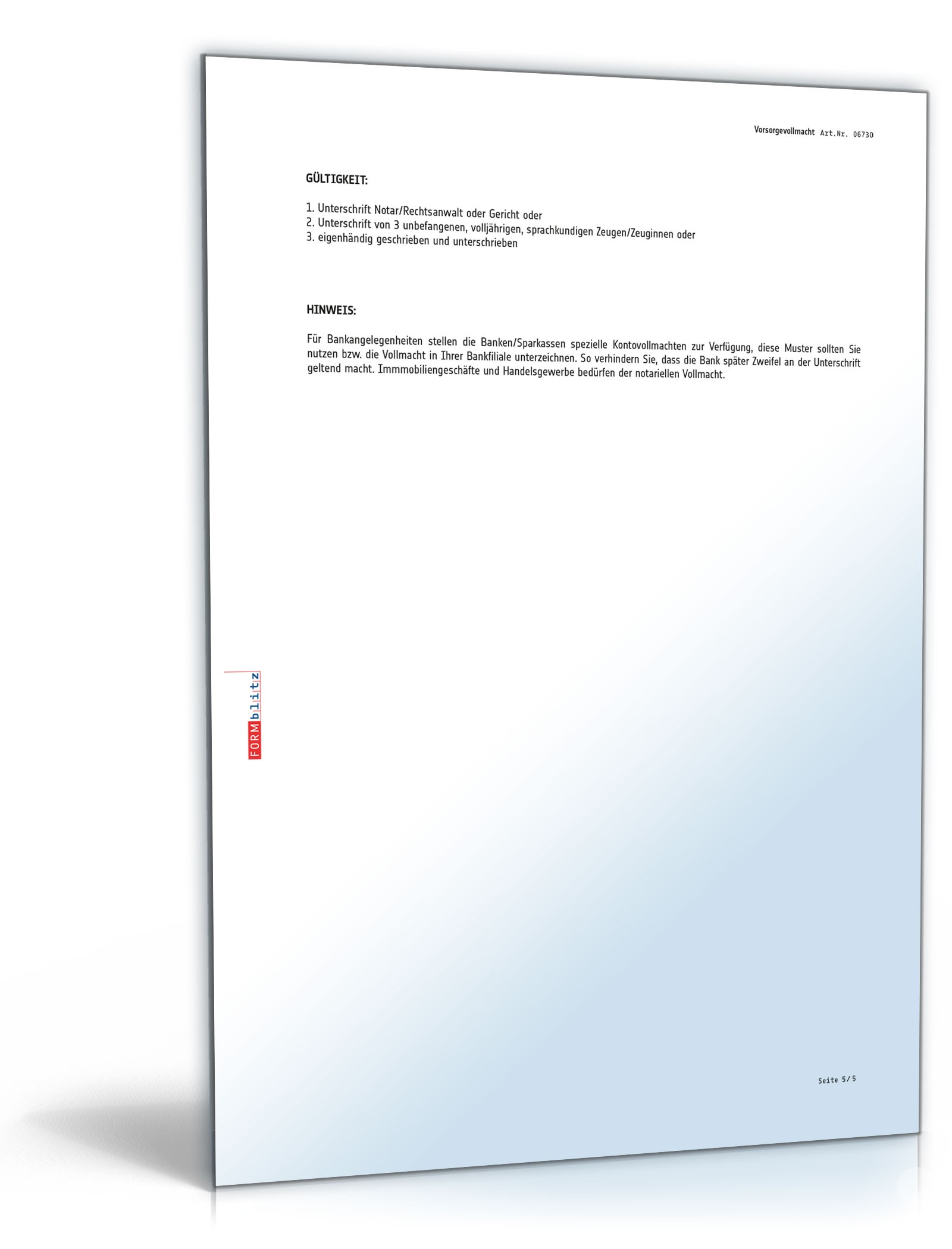 Vorsorgevollmacht PDF. Seite: 5