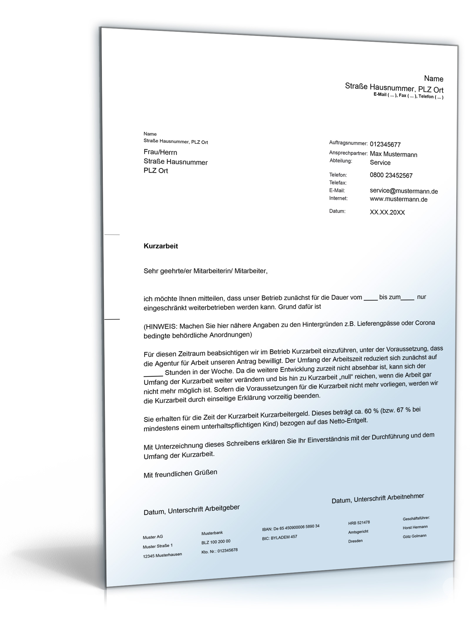 Einverstaendnis zur Kurzarbeit