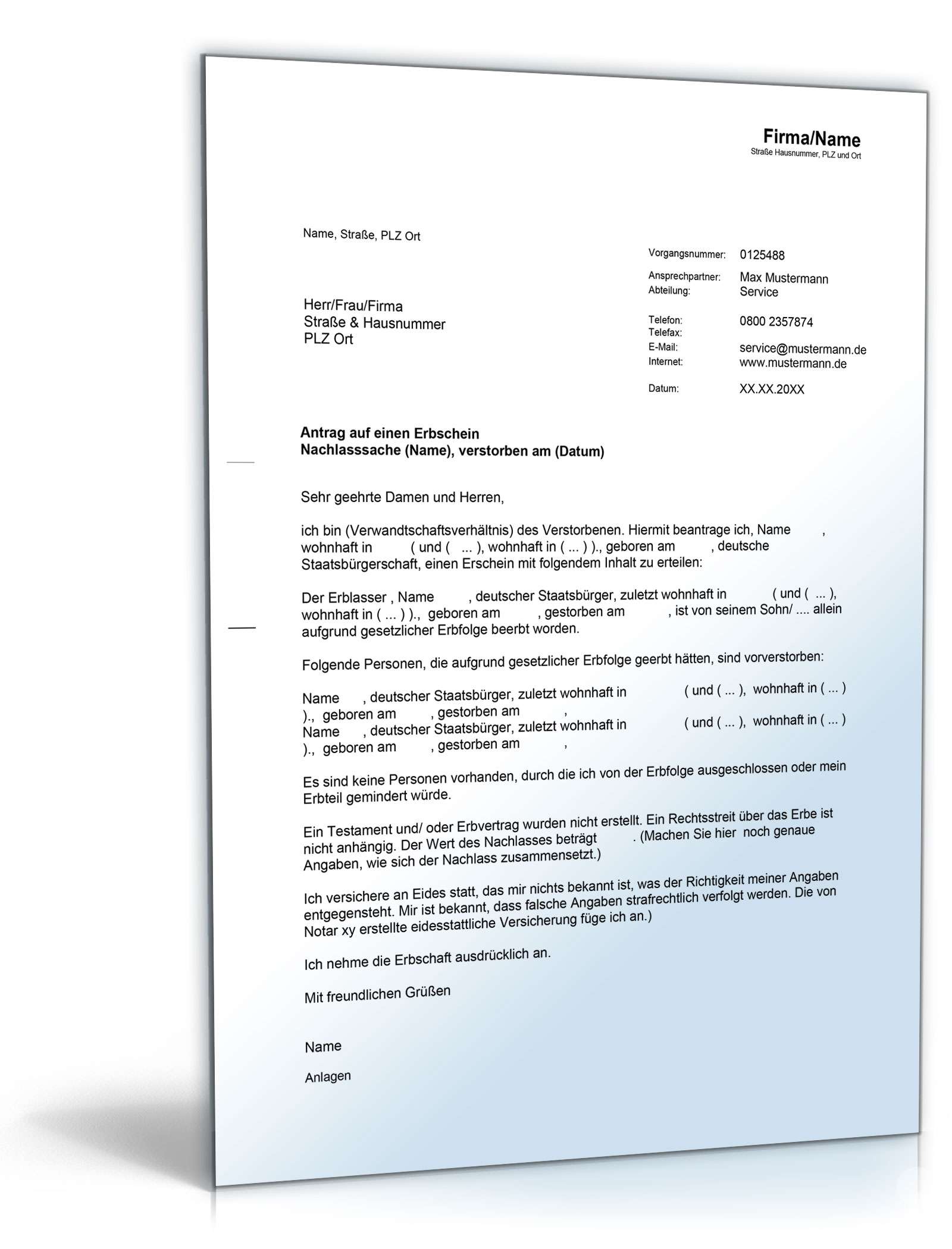 Antrag auf einen Erbschein