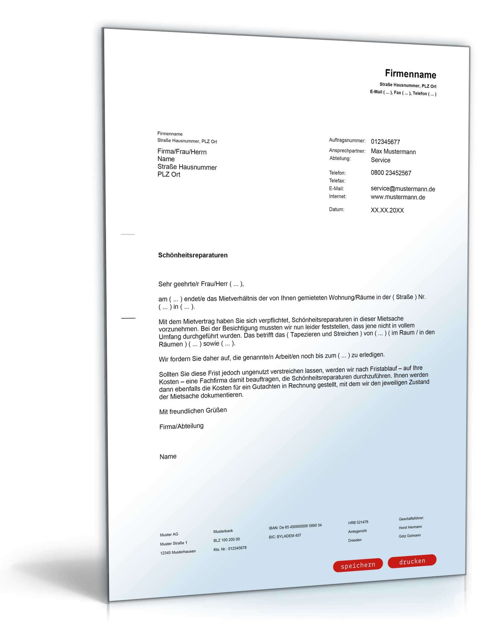 aufforderung schoenheitsreparaturen